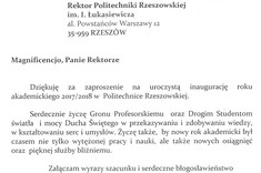 Prezydent RP i marszałek Sejmu z życzeniami dla Politechniki Rzeszowskiej